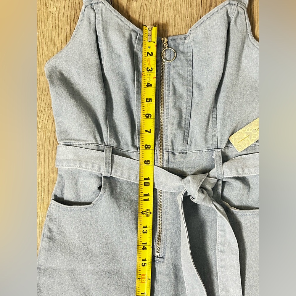 IRIS Basic Womens Denim Jumpsuit Blue Size M Belted Casual One Piece - Picture 15 of 16